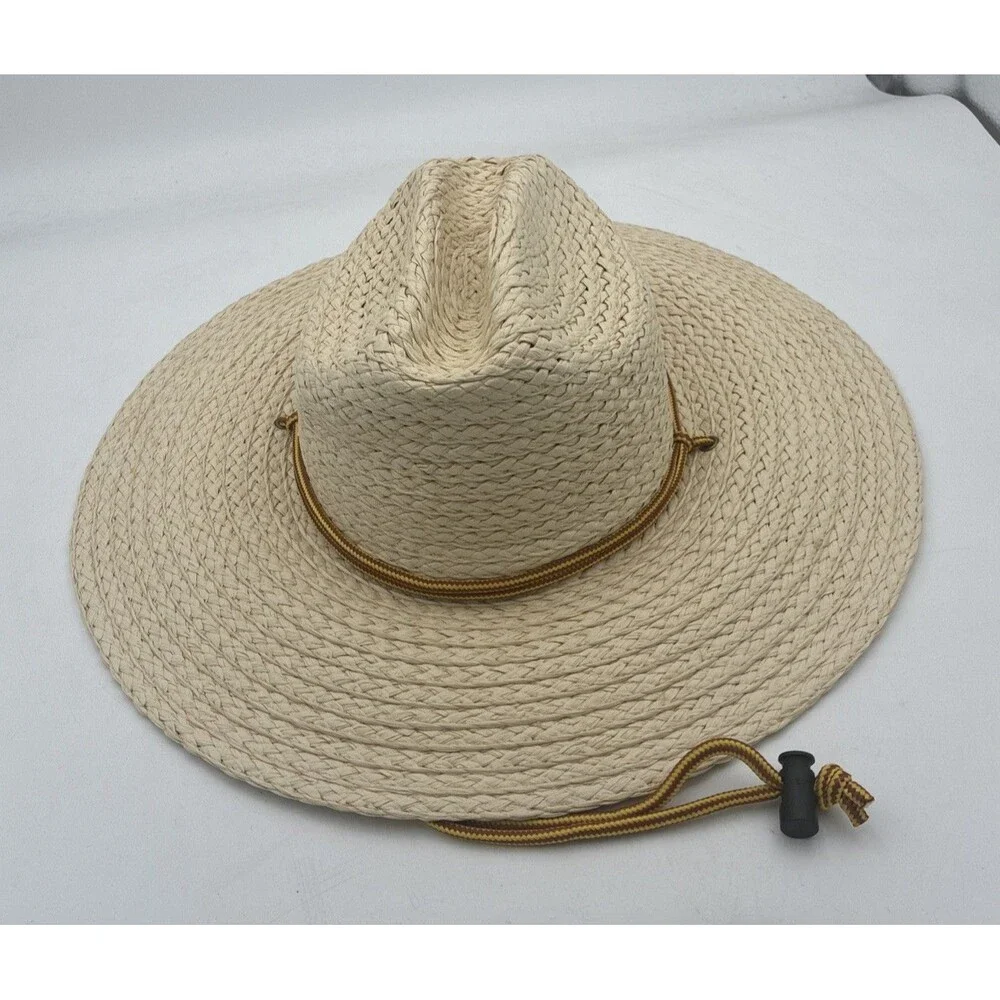 goodfellow&co natural straw wide-brim hat with gold cord band